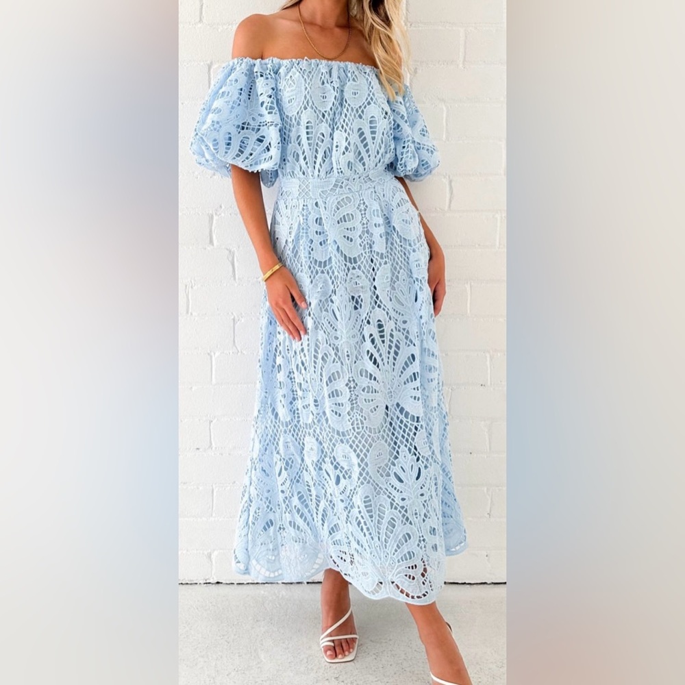 Olanah Light Blue Off the Shoulder Dress